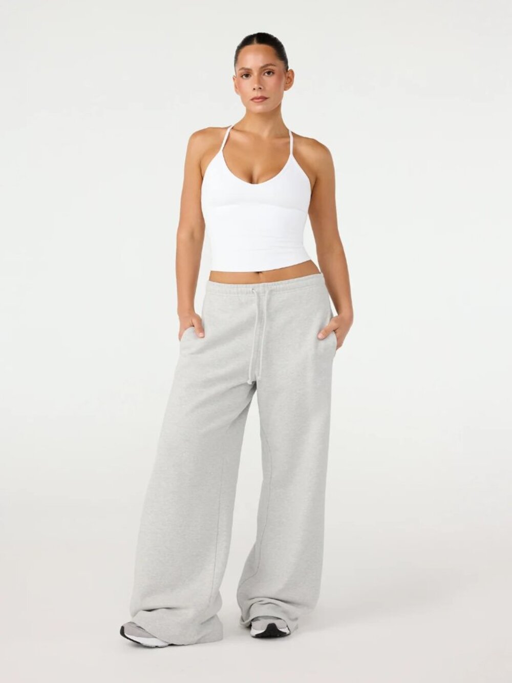 CSB Wide Leg Sweatpants in Snow Marle, Size Medium